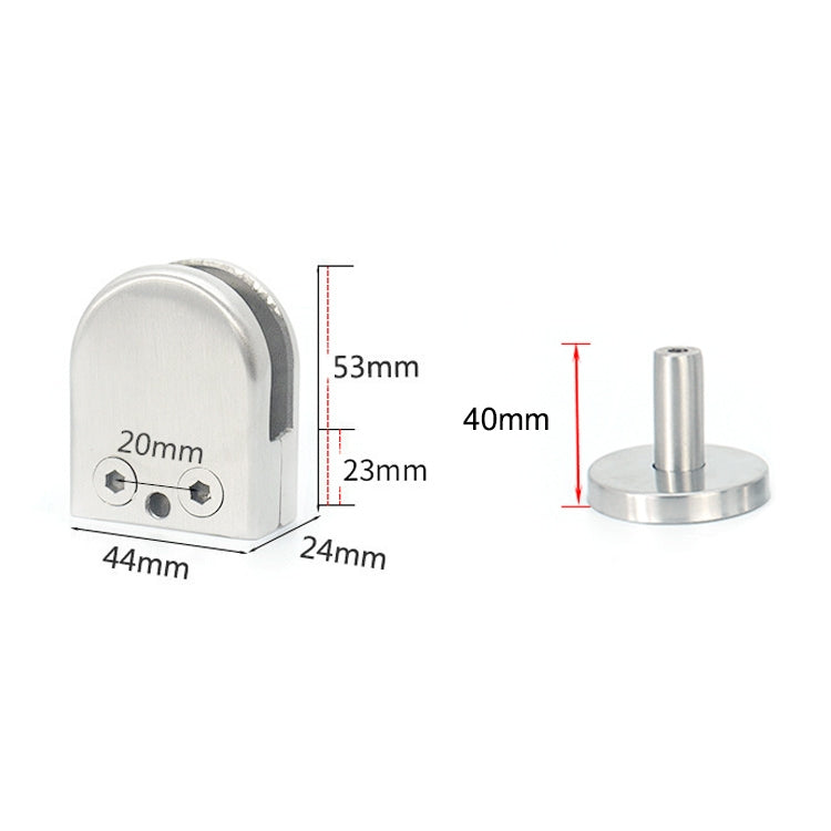 Clip di fissaggio per asta di supporto per bocca di pesce in vetro in acciaio inossidabile 304 con asta da 14x40 mm, specifica: M, M, with 14x40mm Rod
