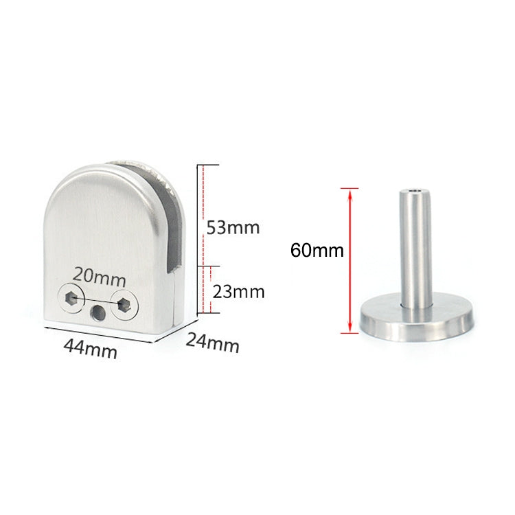 Clip di fissaggio per asta di supporto per bocca di pesce in vetro in acciaio inossidabile 304 con asta da 14x60 mm, specifica: M, M, with 14x60mm Rod