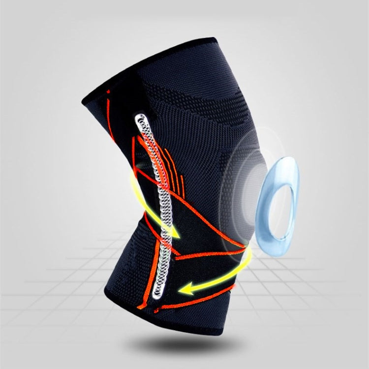 Protezioni sportive di supporto per ginocchio in silicone antiscivolo antiurto ad alta elasticità con striscia di pressione Dimensioni: L, L