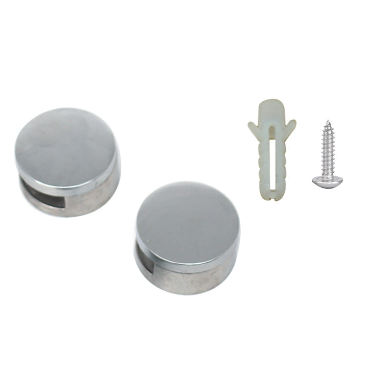 Accessori di fissaggio con fibbia per supporto per specchio in vetro circolare da 10 pezzi con vite e tappo in gomma, Circular, with Screw & Rubber Plug