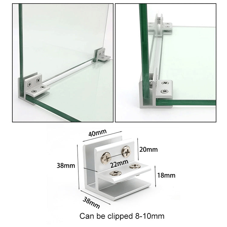 Clip di fissaggio per divisori per armadietti con morsetto combinato in vetro in lega di alluminio da 5 pezzi, con clip a 90 gradi, 8-10 mm, 90 degrees Cliped 8-10mm