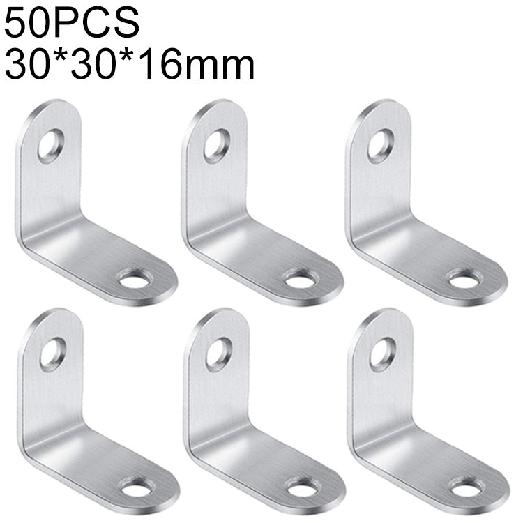 Staffa angolare da 90 gradi in acciaio inossidabile da 50 pezzi, staffa angolare con staffa di fissaggio per mobili, schermi da parete (30 mm), 30mm (50pcs)