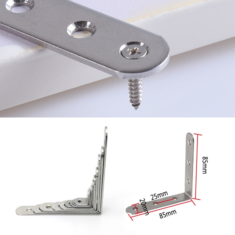 Staffa angolare da 90 gradi in acciaio inossidabile, 2 pezzi, staffa angolare con giunto di fissaggio per mobili, schermi da parete (85 mm), 85mm (2pcs)