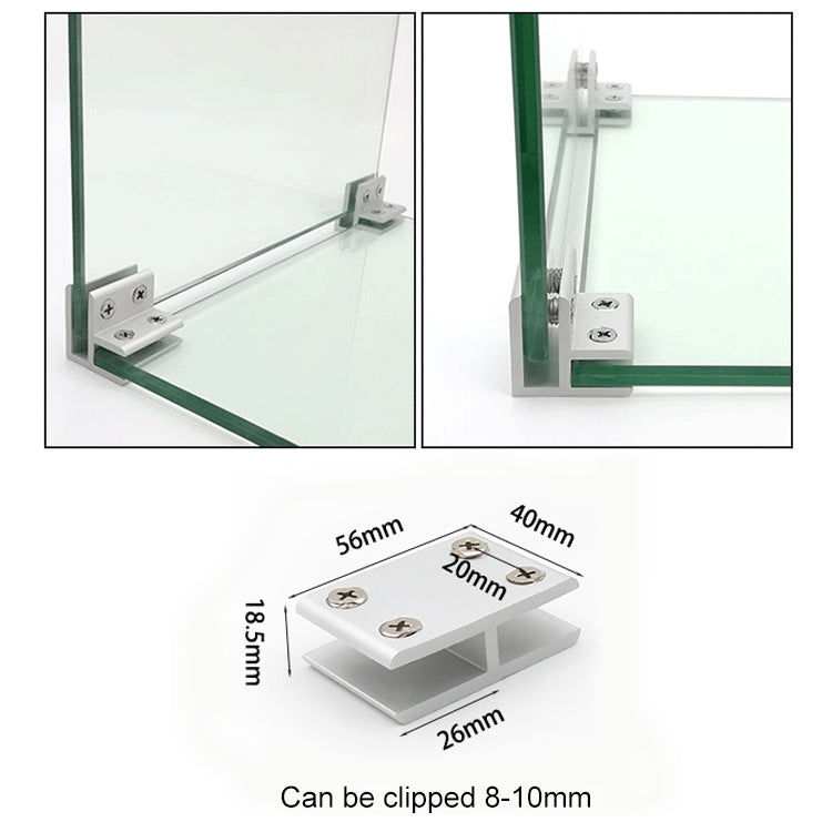 Clip di fissaggio per divisori per armadietti con morsetto combinato in vetro in lega di alluminio da 5 pezzi, con clip a 180 gradi, 8-10 mm, 180 degrees Cliped 8-10mm