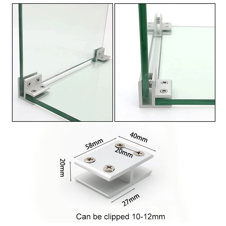 Clip di fissaggio per divisori per armadietti con morsetto combinato in vetro in lega di alluminio da 5 pezzi, con clip a 180 gradi, 10-12 mm, 180 degrees Cliped 10-12mm