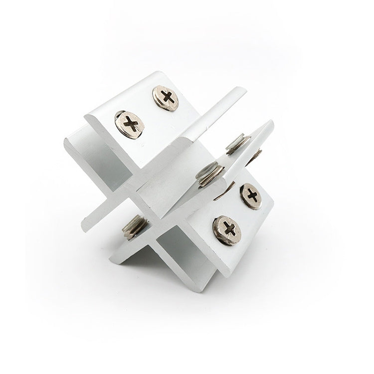 Clip di fissaggio per divisorio per armadio con morsetto combinato in vetro in lega di alluminio da 2 pezzi, con clip da 8-10 mm, Cross-type Cliped 8-10mm