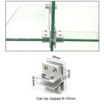 Clip di fissaggio per divisorio per armadio con morsetto combinato in vetro in lega di alluminio da 2 pezzi, con clip da 8-10 mm, Cross-type Cliped 8-10mm