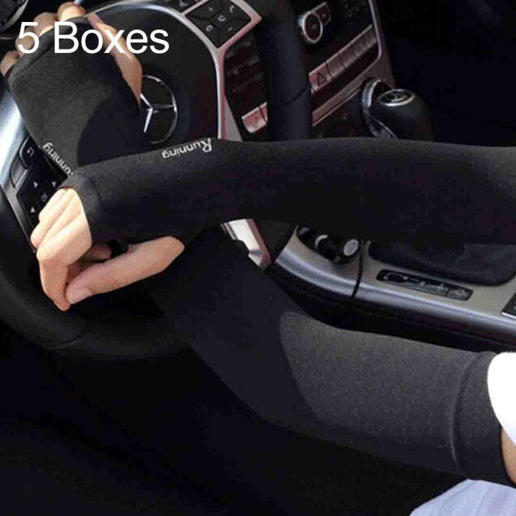 5 scatole di maniche in seta di ghiaccio nuovo stile, maniche lunghe con protezione UV fresca e fresca, stile dita aperte, Open Fingers Style