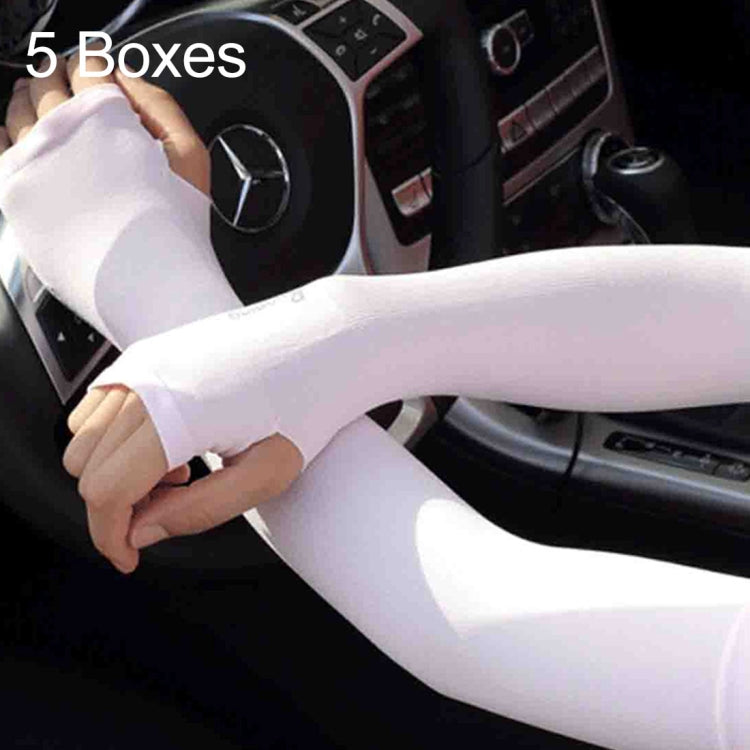 5 scatole di maniche in seta di ghiaccio nuovo stile, maniche lunghe con protezione UV fresca e fresca, stile dita aperte, Open Fingers Style