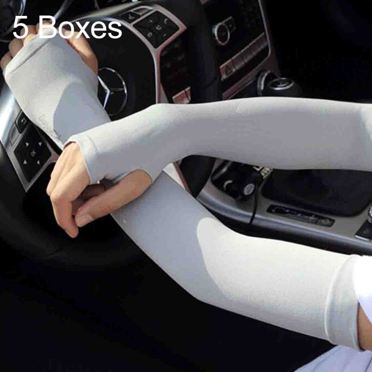 5 scatole di maniche in seta di ghiaccio nuovo stile, maniche lunghe con protezione UV fresca e fresca, stile dita aperte, Open Fingers Style