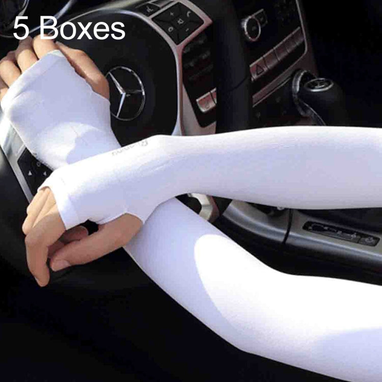 5 scatole di maniche in seta di ghiaccio nuovo stile, maniche lunghe con protezione UV fresca e fresca, stile dita aperte, Open Fingers Style
