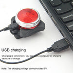 Lampada COB Bead 160LM Ricarica USB Set faro / fanale posteriore impermeabile a quattro velocità per bicicletta, attenuazione luce rossa blu 650MA, Red Blue Light Dimming