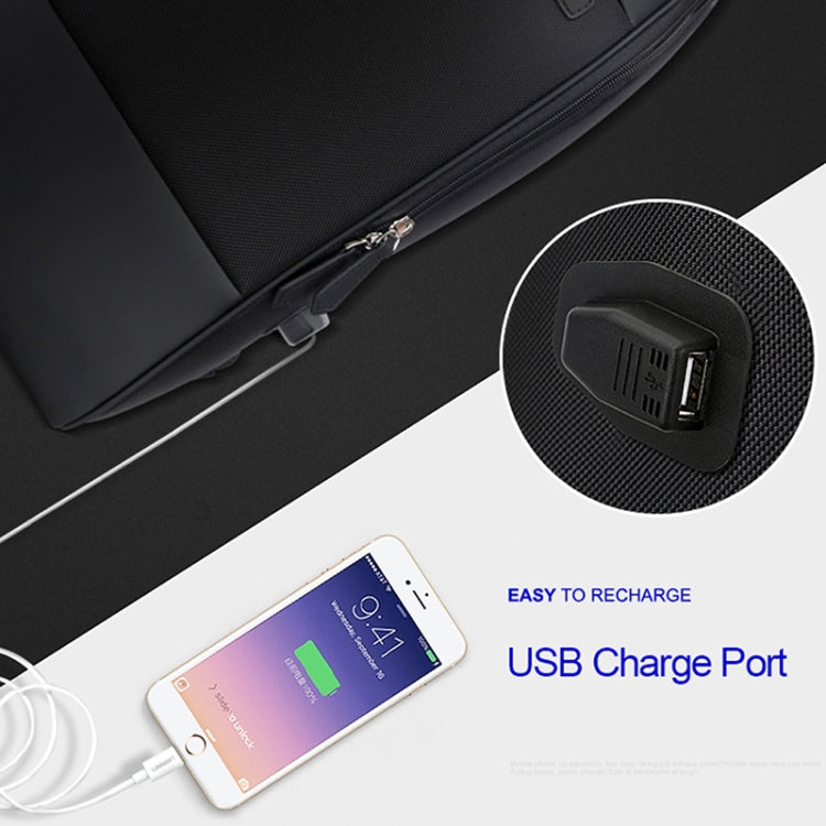 Bopai 751-006881 Borsa a tracolla doppia impermeabile antifurto da lavoro di grande capacità, con porta di ricarica USB, dimensioni: 30x14x44 cm, 751-006881
