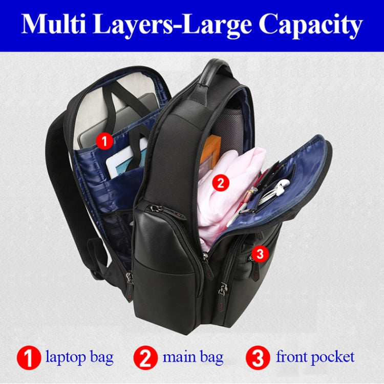 Bopai 851-014211 Borsa a tracolla doppia di grande capacità impermeabile antifurto a tre strati, con porta di ricarica USB, dimensioni: 35,5x24x45 cm, 851-014211