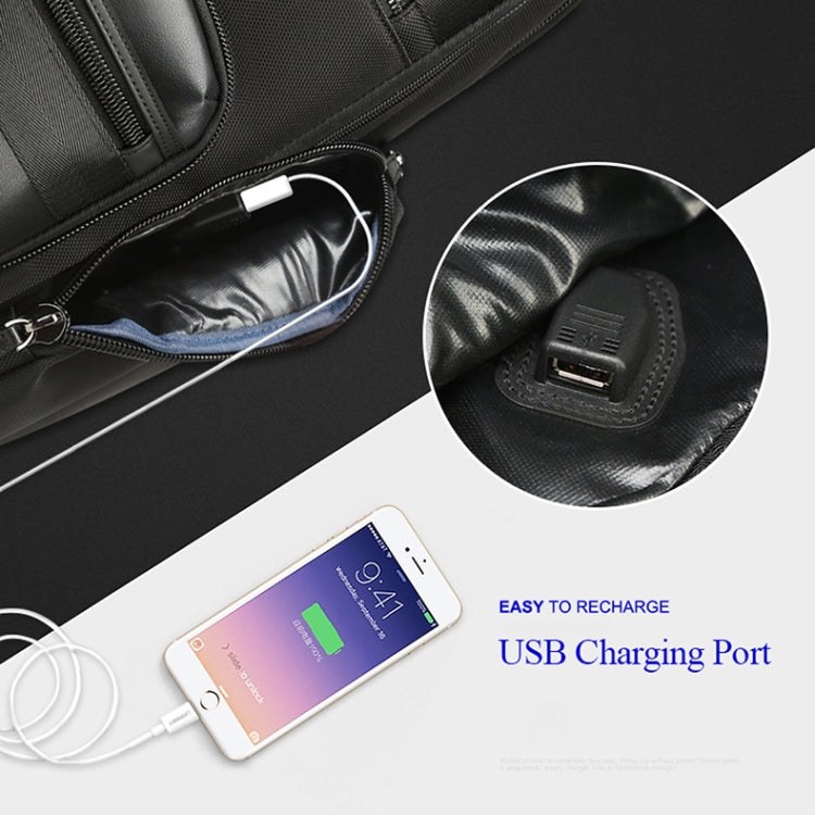 Bopai 851-014211 Borsa a tracolla doppia di grande capacità impermeabile antifurto a tre strati, con porta di ricarica USB, dimensioni: 35,5x24x45 cm, 851-014211