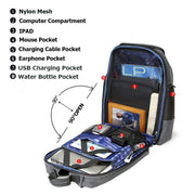 Bopai 851-014518 Borsa a tracolla doppia da lavoro impermeabile a tre strati di grande capacità, con porta di ricarica USB, dimensioni: 37x21x47,5 cm, 851-014518