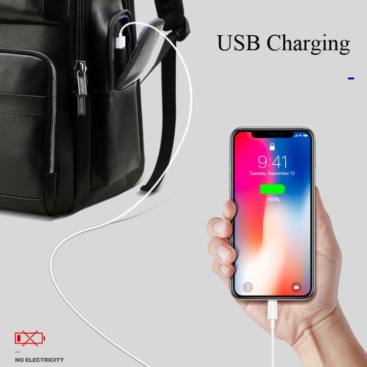 Bopai 851-019811 Borsa per tablet portatile antifurto impermeabile in pelle di grande capacità per tablet da 15,6 pollici e inferiore, con porta di ricarica USB, 851-019811
