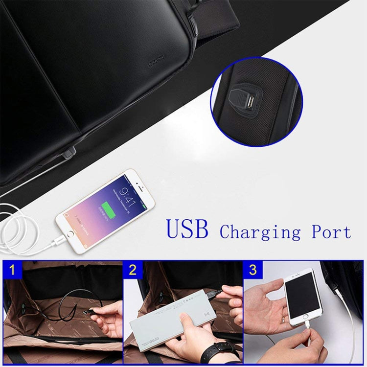 Bopai 751-006431 Borsa a tracolla doppia antifurto impermeabile da lavoro di grande capacità, con porta di ricarica USB, dimensioni: 27x16,5x40 cm, 751-006431