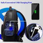 Bopai 851-008821 Borsa a tracolla doppia antifurto impermeabile traspirante per esterni di grande capacità, con porta di ricarica USB, dimensioni: 36x17x41,5 cm, 851-008821