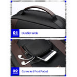 Bopai 851-008821 Borsa a tracolla doppia antifurto impermeabile traspirante per esterni di grande capacità, con porta di ricarica USB, dimensioni: 36x17x41,5 cm, 851-008821