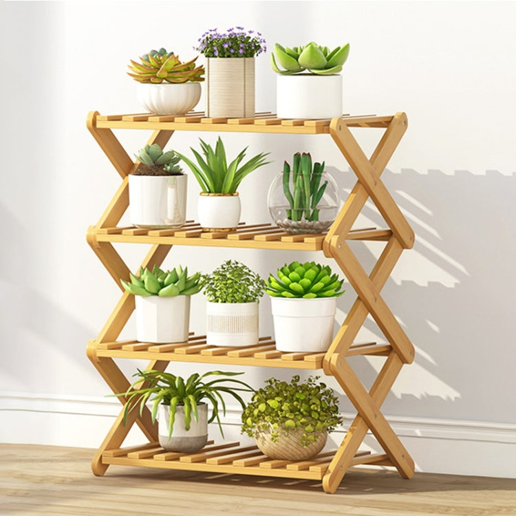Scaffali per piante in vaso pieghevoli in legno massello per soggiorno con balcone a 4 strati, lunghezza: 50 cm, 50cm 4-Layer