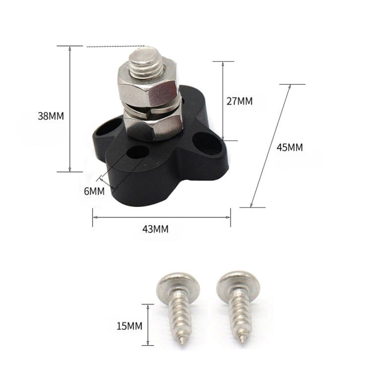 Barra collettrice M10 nera con perni terminali singoli per carichi pesanti per auto/camper/barca, M10 Black