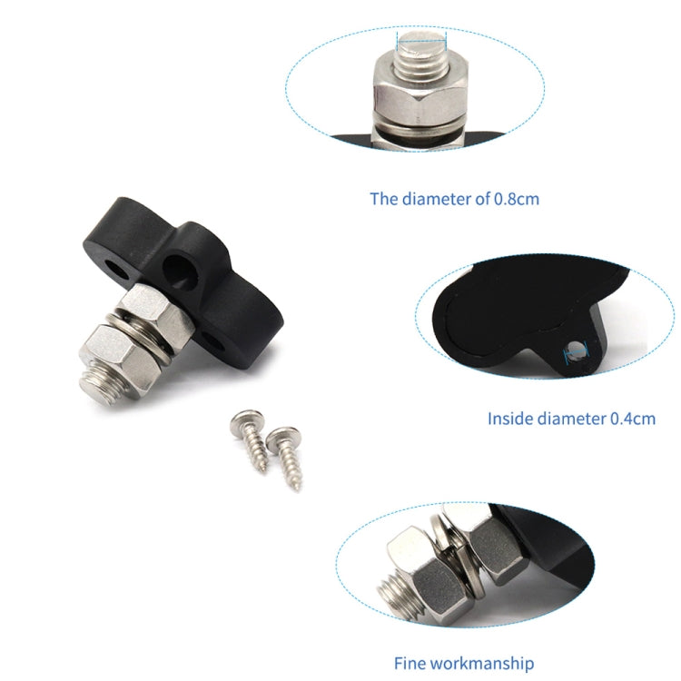 Barra collettrice M10 nera con perni terminali singoli per carichi pesanti per auto/camper/barca, M10 Black