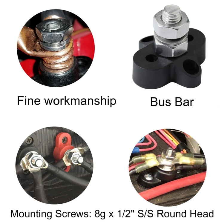 Barra collettrice M10 nera con perni terminali singoli per carichi pesanti per auto/camper/barca, M10 Black