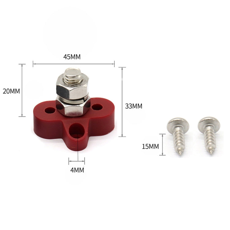 Barra collettrice M10 rossa con perni terminali singoli per carichi pesanti per auto/camper/barca, M10 Red