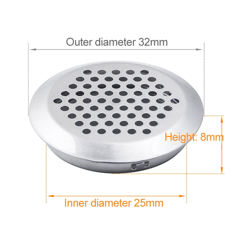100 pz. 25 mm superficie smussata armadio rotondo presa d'aria griglia in acciaio inossidabile con feritoie di copertura con piccoli fori, 25mm Bevel