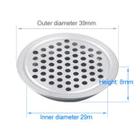 100 pz 29 mm superficie piana armadio rotondo presa d'aria griglia in acciaio inox con feritoie di copertura con piccoli fori, 29mm Flat