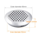 30 pz 53 mm superficie smussata armadio rotondo presa d'aria griglia in acciaio inossidabile con feritoie di copertura con piccoli fori, 53mm Bevel
