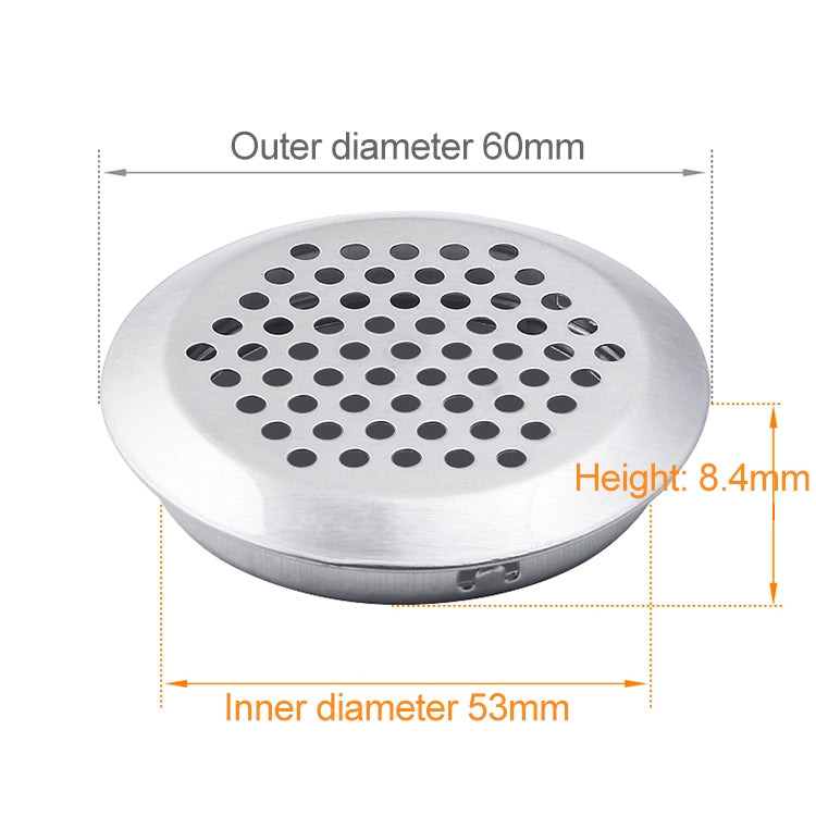 30 pz 53 mm superficie smussata armadio rotondo presa d'aria griglia in acciaio inossidabile con feritoie di copertura con piccoli fori, 53mm Bevel