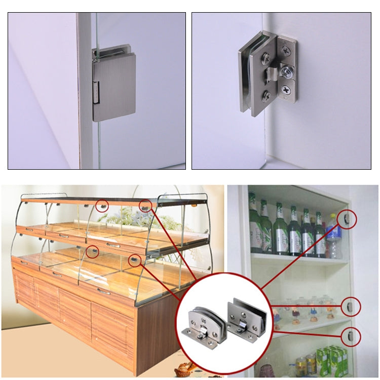 Cerniera in vetro con superficie spazzolata libera da 2 pezzi, foro aperto, dimensioni: L, 8-10 mm, L
