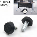 100 pezzi di supporto per vite per mobili con poggiapiedi regolabile, M6x18 (nero), M6x18 (Black)