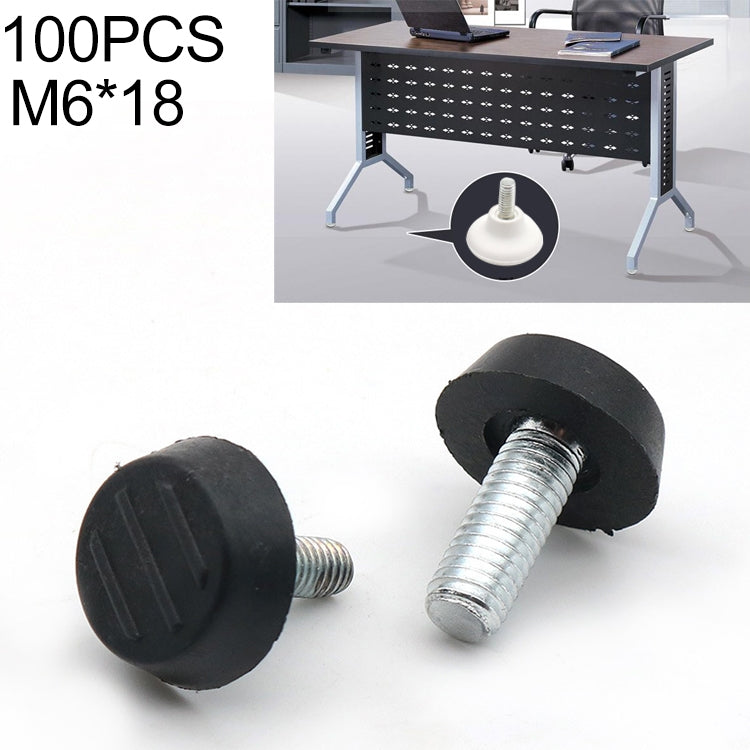 100 pezzi di supporto per vite per mobili con poggiapiedi regolabile, M6x18 (nero), M6x18 (Black)