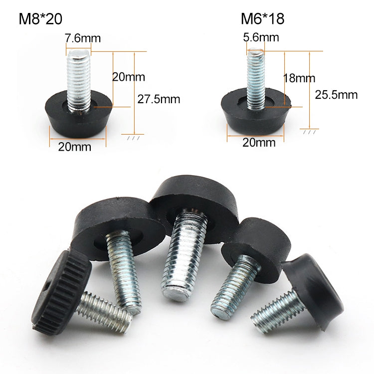 100 pezzi di supporto per vite per mobili con poggiapiedi regolabile, M6x18 (nero), M6x18 (Black)