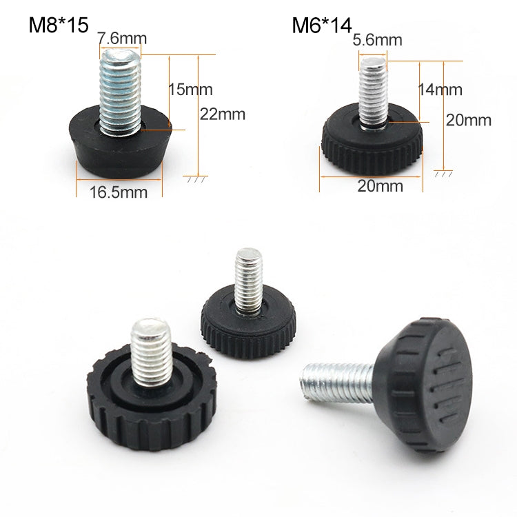 Stub di supporto per viti per mobili con poggiapiedi regolabile da 100 pezzi, M6x14, M6x14