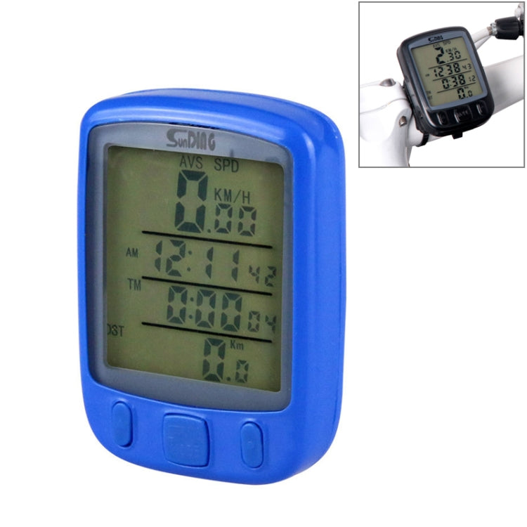 SUNDING 563A Contachilometri contachilometri luminoso per bicicletta con schermo LCD cablato impermeabile, versione inglese, 563A(Black), 563A(Blue), 563A(Yellow)