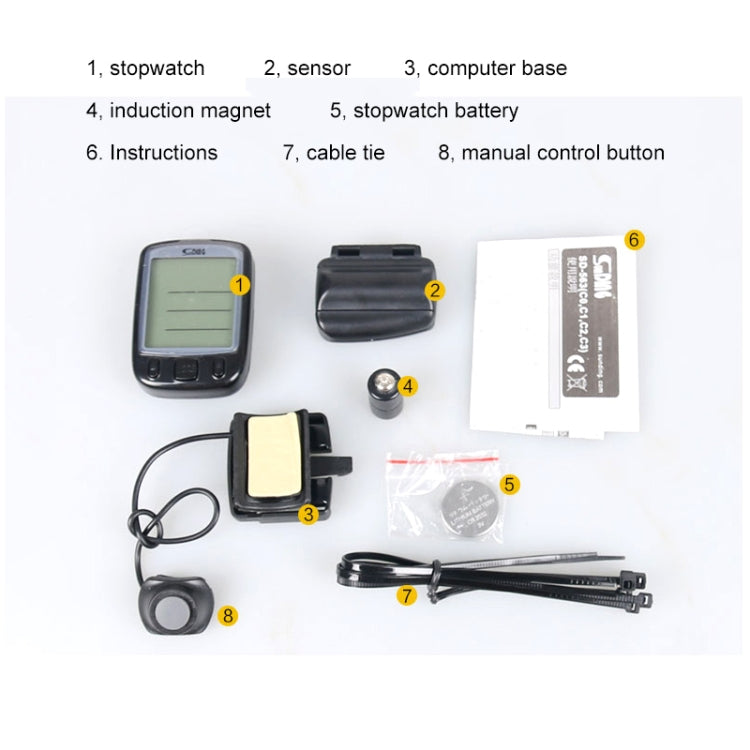 SUNDING 563C Contachilometri contachilometri luminoso per bicicletta con schermo LCD wireless impermeabile, versione inglese, 563C(Black), 563C(Blue), 563C (Yellow)