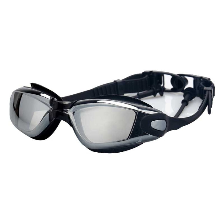Occhialini da nuoto in silicone antiappannamento galvanico con tappi per le orecchie monopezzo per adulti, A-380 (Black), A-380 (Wine Red)