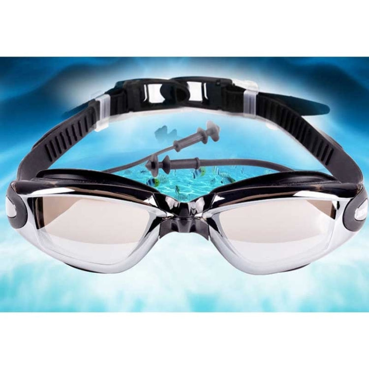 Occhialini da nuoto in silicone antiappannamento galvanico con tappi per le orecchie monopezzo per adulti, A-380 (Black), A-380 (Wine Red)