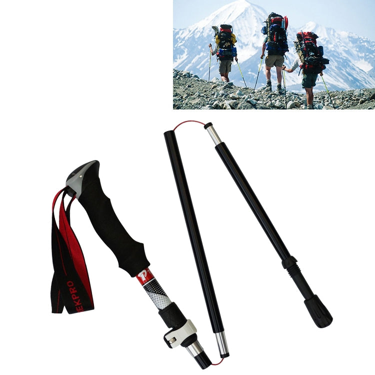 Bastoncini da trekking pieghevoli portatili in lega di alluminio a 5 nodi, lunghezza pieghevole: 28,5 cm, Folding Length : 28.5CM (Black), Folding Length : 28.5CM (Green), Folding Length : 28.5CM (Blue), Folding Length : 28.5CM (Red)