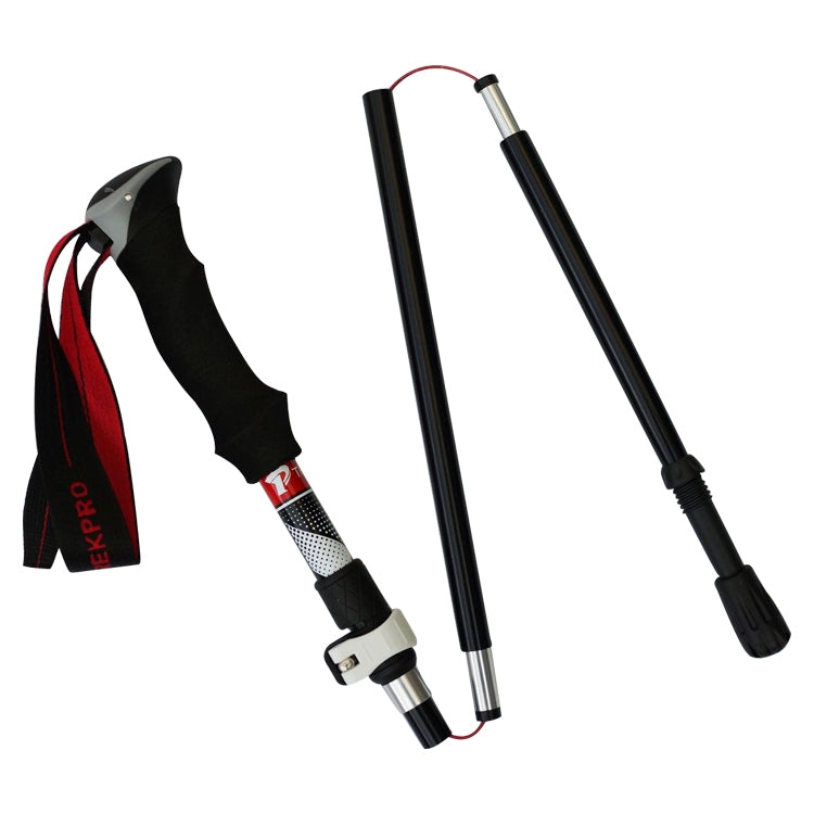 Bastoncini da trekking pieghevoli portatili in lega di alluminio a 5 nodi, lunghezza pieghevole: 28,5 cm, Folding Length : 28.5CM (Black), Folding Length : 28.5CM (Green), Folding Length : 28.5CM (Blue), Folding Length : 28.5CM (Red)