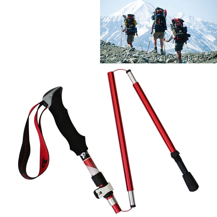 Bastoncini da trekking pieghevoli portatili in lega di alluminio a 5 nodi, lunghezza pieghevole: 28,5 cm, Folding Length : 28.5CM (Black), Folding Length : 28.5CM (Green), Folding Length : 28.5CM (Blue), Folding Length : 28.5CM (Red)
