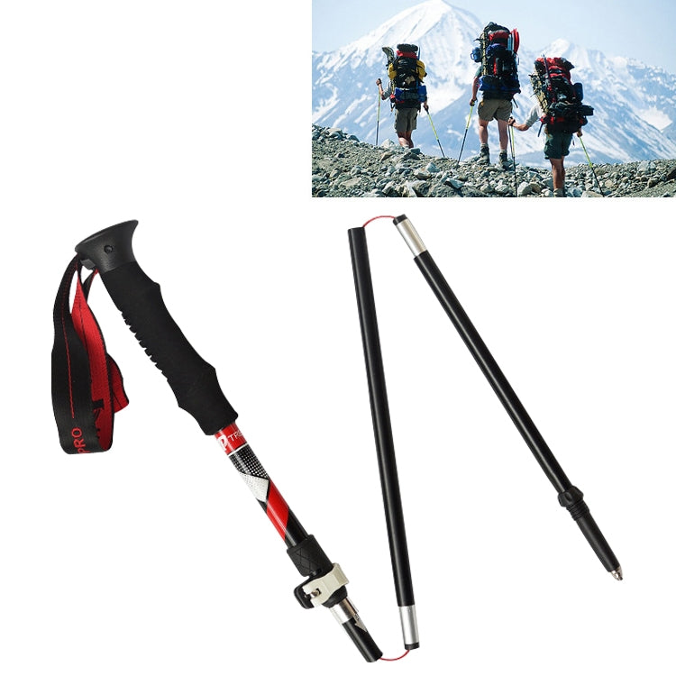 Bastoncini da trekking pieghevoli portatili in lega di alluminio a 5 nodi, lunghezza pieghevole: 35 cm, Folding Length : 35CM (Black), Folding Length : 35CM (Green), Folding Length : 35CM (Blue), Folding Length : 35CM (Red)