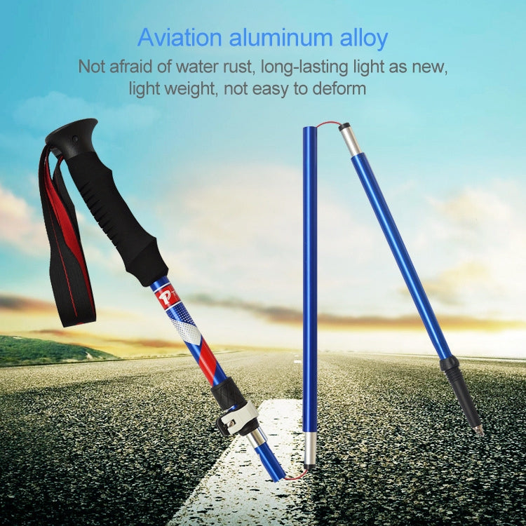 Bastoncini da trekking pieghevoli portatili in lega di alluminio a 5 nodi, lunghezza pieghevole: 35 cm, Folding Length : 35CM (Black), Folding Length : 35CM (Green), Folding Length : 35CM (Blue), Folding Length : 35CM (Red)