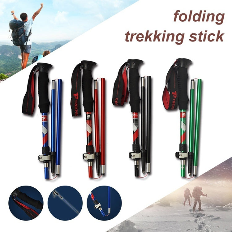 Bastoncini da trekking pieghevoli portatili in lega di alluminio a 5 nodi, lunghezza pieghevole: 35 cm, Folding Length : 35CM (Black), Folding Length : 35CM (Green), Folding Length : 35CM (Blue), Folding Length : 35CM (Red)