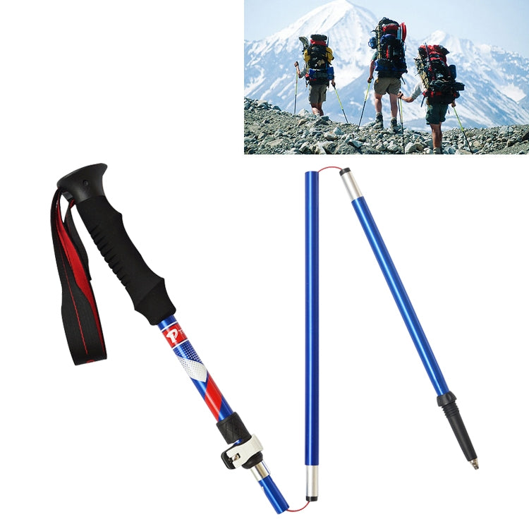 Bastoncini da trekking pieghevoli portatili in lega di alluminio a 5 nodi, lunghezza pieghevole: 35 cm, Folding Length : 35CM (Black), Folding Length : 35CM (Green), Folding Length : 35CM (Blue), Folding Length : 35CM (Red)