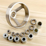 Guida per trapano 16 in 1 Maschera per fori tascabili verticali 5/6/7/8/9/10 / 12mm Localizzatore di fori per punte da trapano Kit di maschere per la lavorazione del legno in acciaio inossidabile, 16 in 1